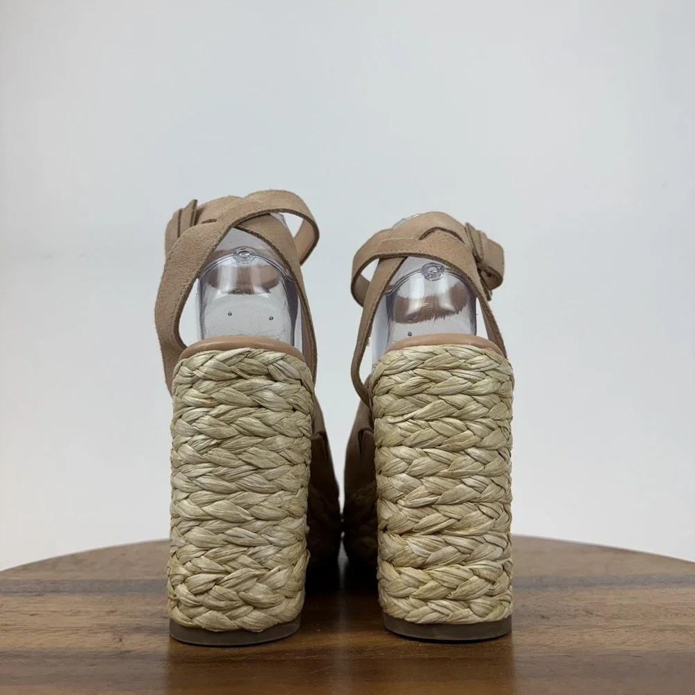 Womens Marc Fisher LTD Nelly Pink Suede Woven Espadrille Wedge Sandals Size‎ 8.5
